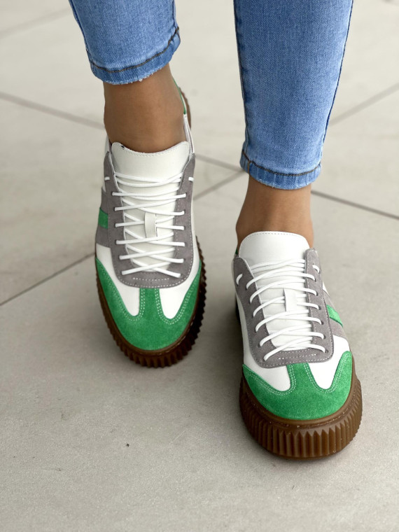 Wyjątkowe wielokolorowe trampki damskie, skóra naturalna