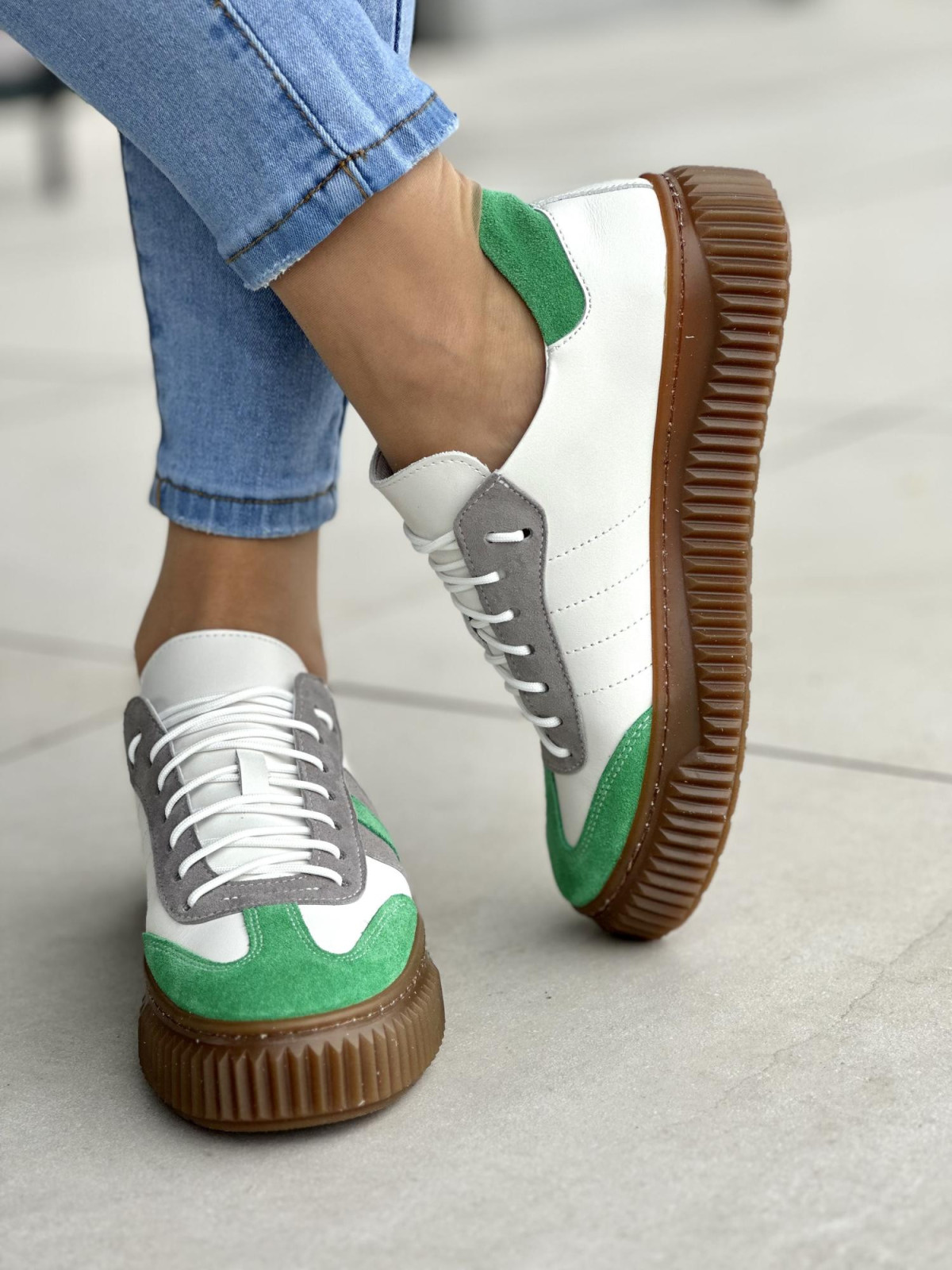 Wyjątkowe wielokolorowe trampki damskie, skóra naturalna