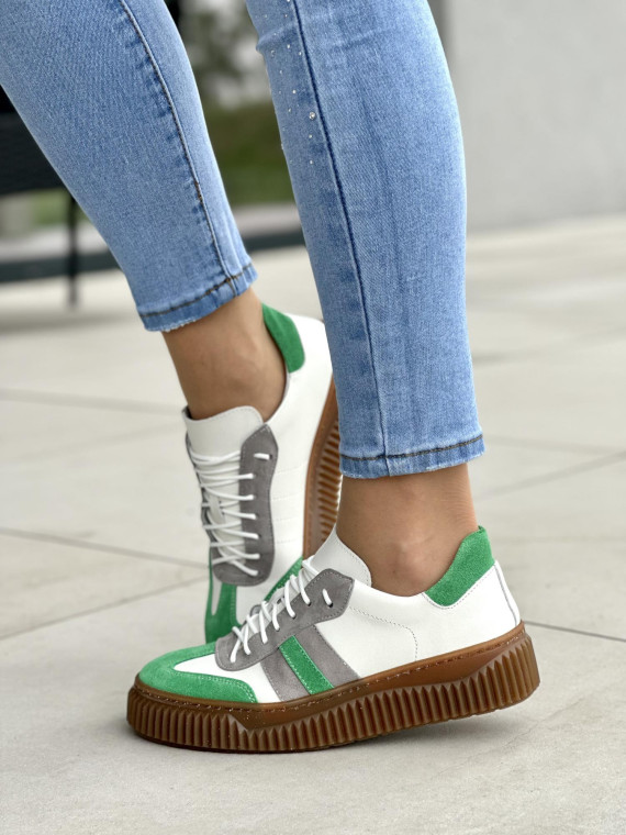 Wyjątkowe wielokolorowe trampki damskie, skóra naturalna