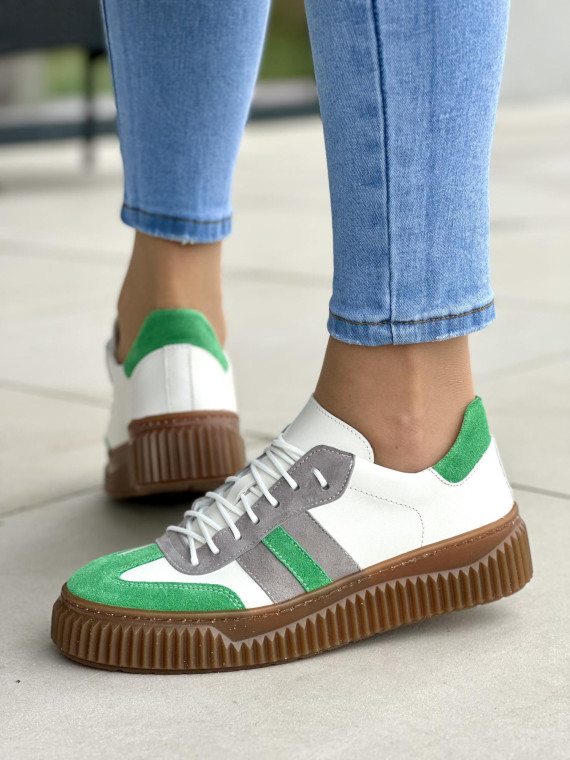 Wyjątkowe wielokolorowe trampki damskie, skóra naturalna