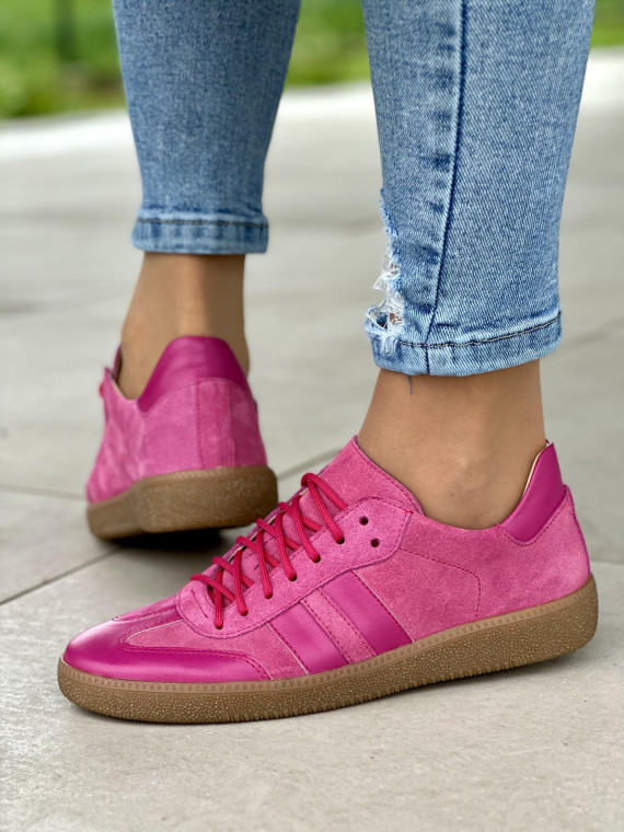 Różowe trampki damskie skóra naturalna