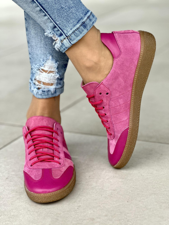 Różowe trampki damskie skóra naturalna