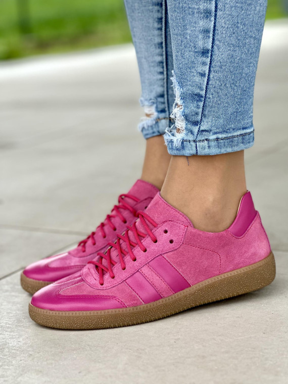 Różowe trampki damskie skóra naturalna