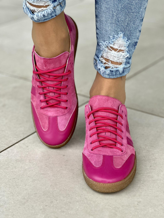 Różowe trampki damskie skóra naturalna