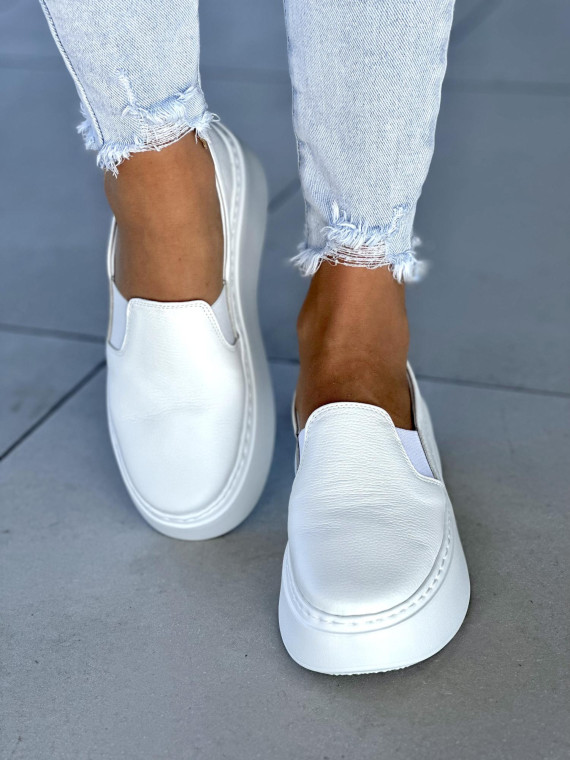 Białe trampki damskie, skóra naturalna