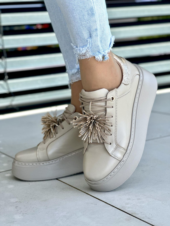 Bezowo-złote-trampki-damskie-Oleksy-skóra-naturalna