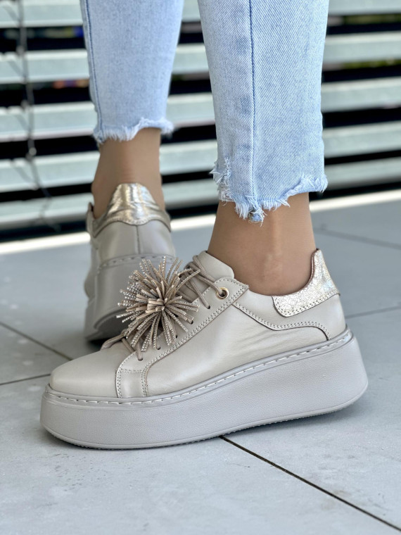 Bezowo-złote-trampki-damskie-Oleksy-skóra-naturalna