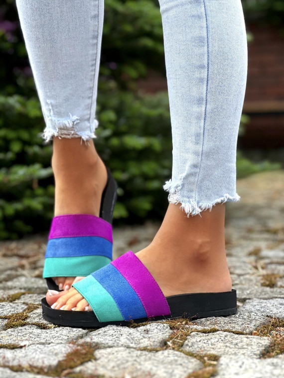 Wielokolorowe-klapki-damskie-skorzane-OLEKSY-polskiej-produkcji
