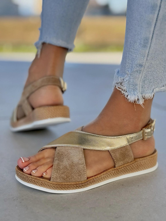 Sandały damskie skórzane OLEKSY na wygodnej podeszwie polskiej produkcji