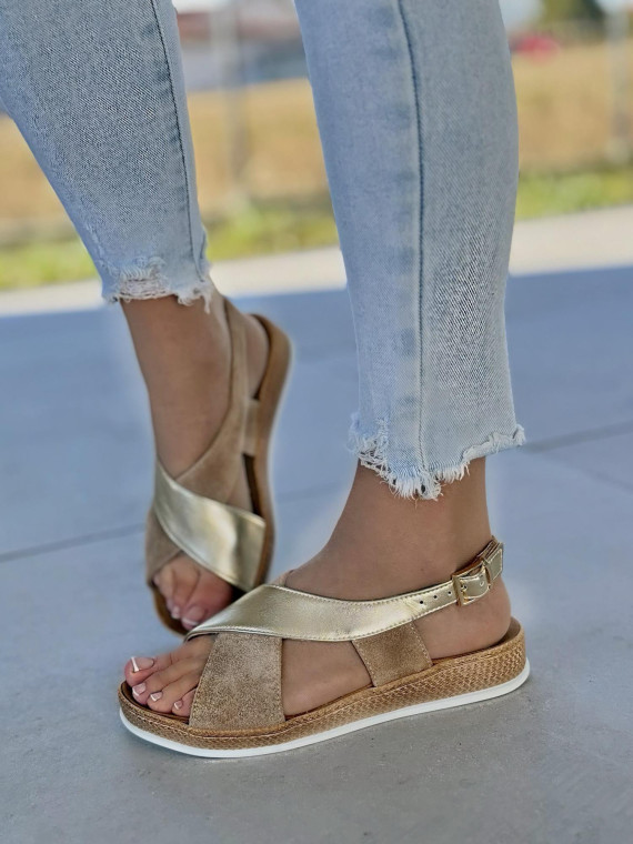 Sandały damskie skórzane OLEKSY na wygodnej podeszwie polskiej produkcji