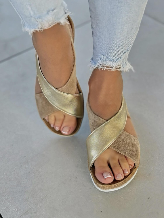 Sandały damskie skórzane OLEKSY na wygodnej podeszwie polskiej produkcji