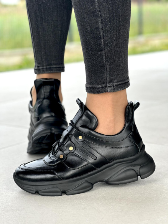 Czarne sneakersy damskie skórzane OLEKSY polskiej produkcji