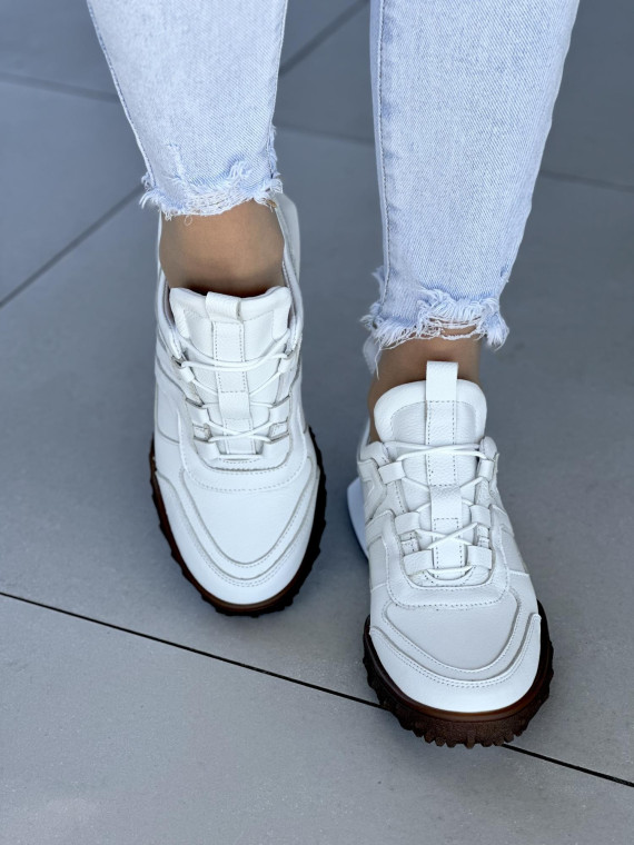 Białe sneakersy damskie OLEKSY ze skóry naturalnej polskiej produkcji