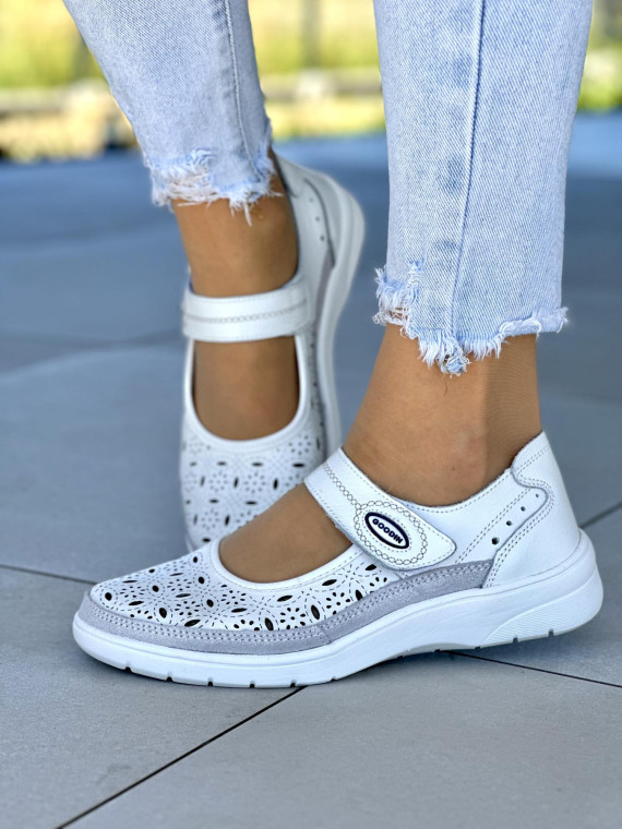 Ultra lekkie, mega wygodne, dziurkowane przewiewne ze skóry naturalnej półbuty damskie