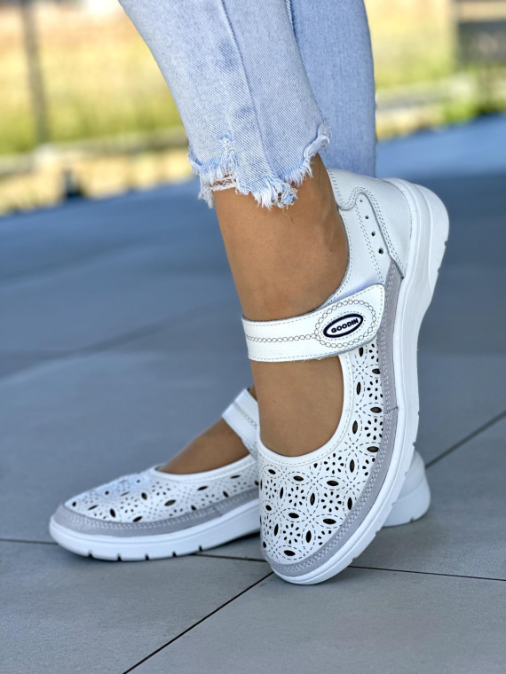 Ultra lekkie, mega wygodne, dziurkowane przewiewne ze skóry naturalnej półbuty damskie