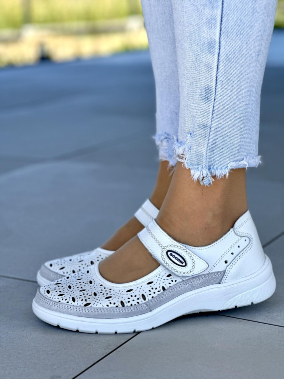 Ultra lekkie, mega wygodne, dziurkowane przewiewne ze skóry naturalnej półbuty damskie