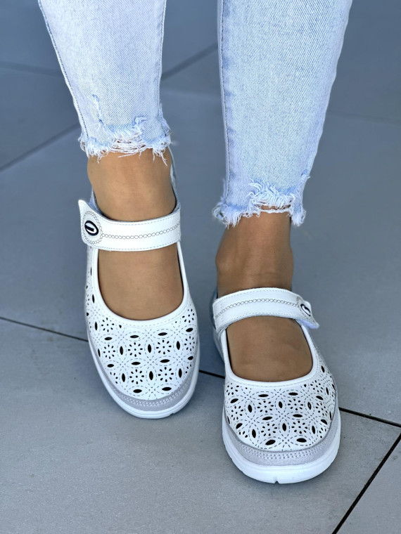 Ultra lekkie, mega wygodne, dziurkowane przewiewne ze skóry naturalnej półbuty damskie