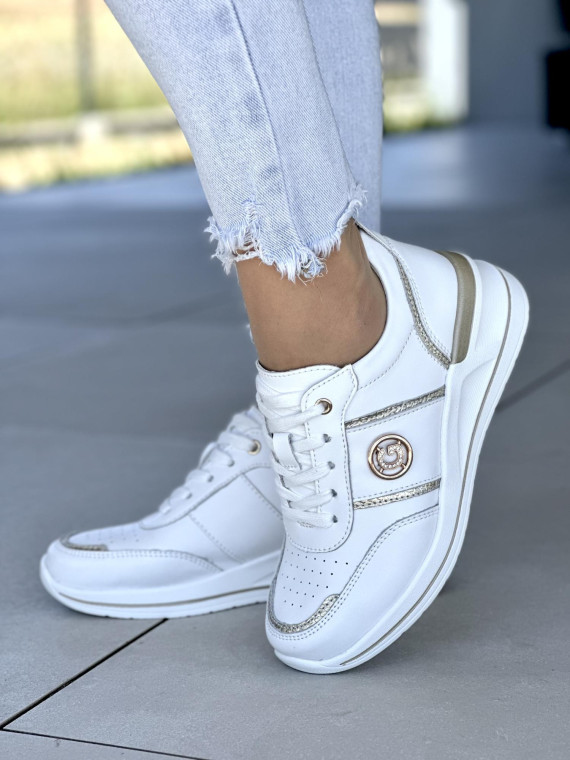 Białe sneakersy damskie ze skóry naturalnej