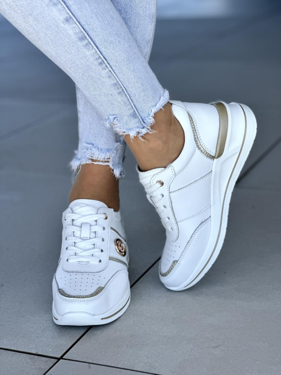 Białe sneakersy damskie ze skóry naturalnej