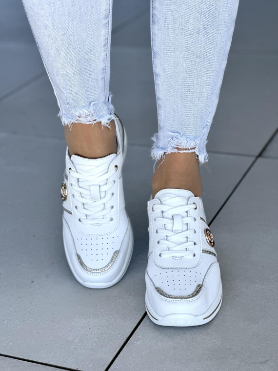 Białe sneakersy damskie ze skóry naturalnej