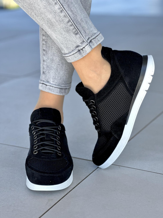 Czarne sneakersy damskie skórzane OLEKSY polskiej produkcji