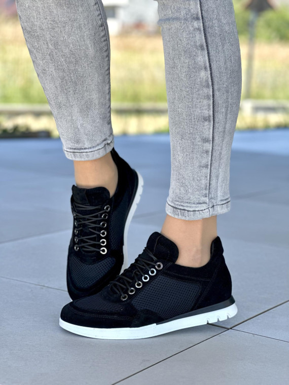 Czarne sneakersy damskie skórzane OLEKSY polskiej produkcji