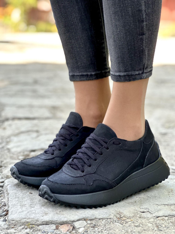 Czarne sneakersy damskie skórzane OLEKSY polskiej produkcji