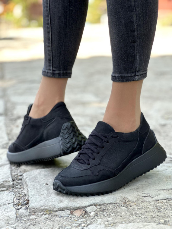 Czarne sneakersy damskie skórzane OLEKSY polskiej produkcji