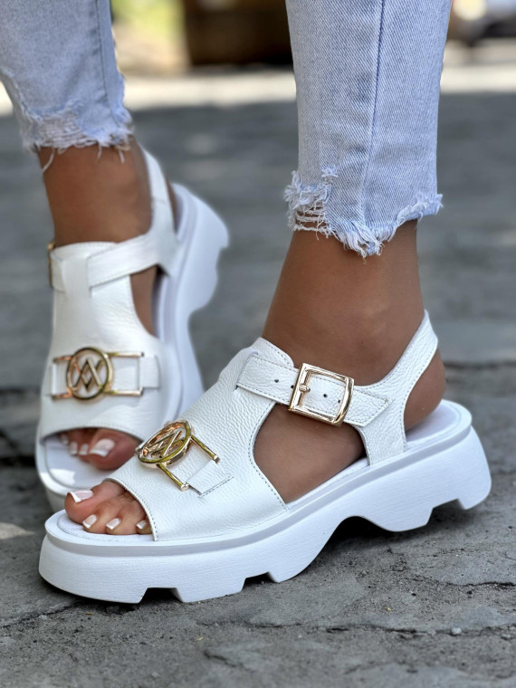 Białe sandały damskie skórzane OLEKSY polskiej produkcji