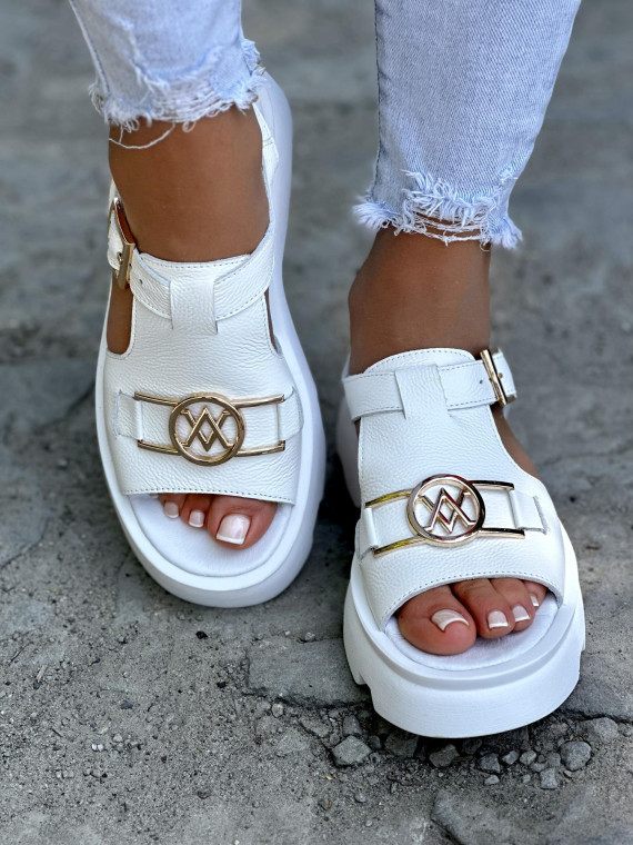 Białe sandały damskie skórzane OLEKSY polskiej produkcji