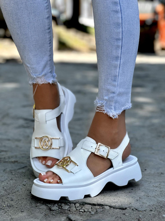 Białe sandały damskie skórzane OLEKSY polskiej produkcji