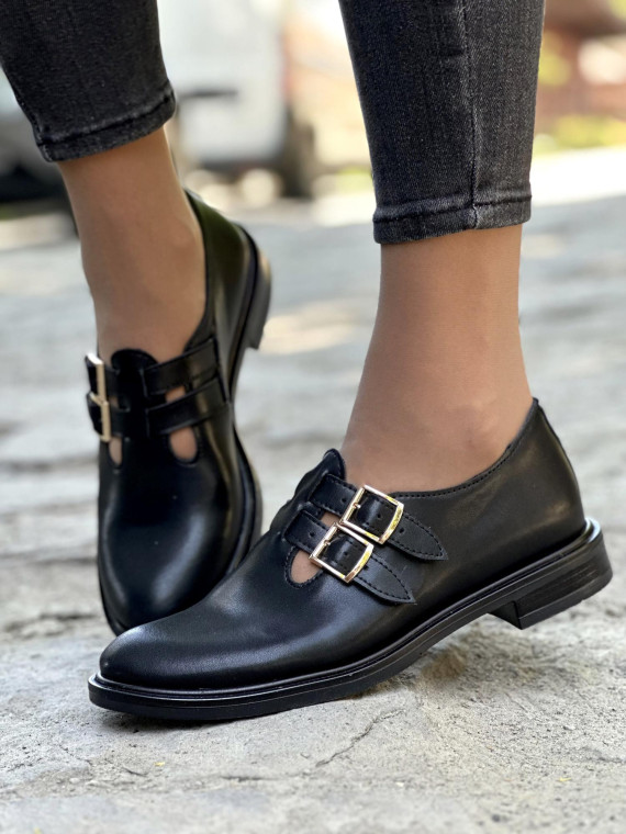 Czarne półbuty damskie skórzane OLEKSY polskiej produkcji