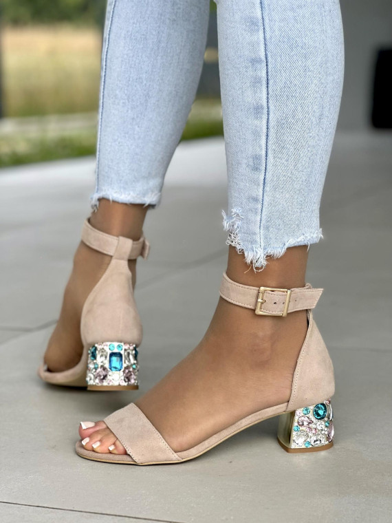 Piękne beżowe sandały damskie skórzane OLEKSY polskiej produkcji