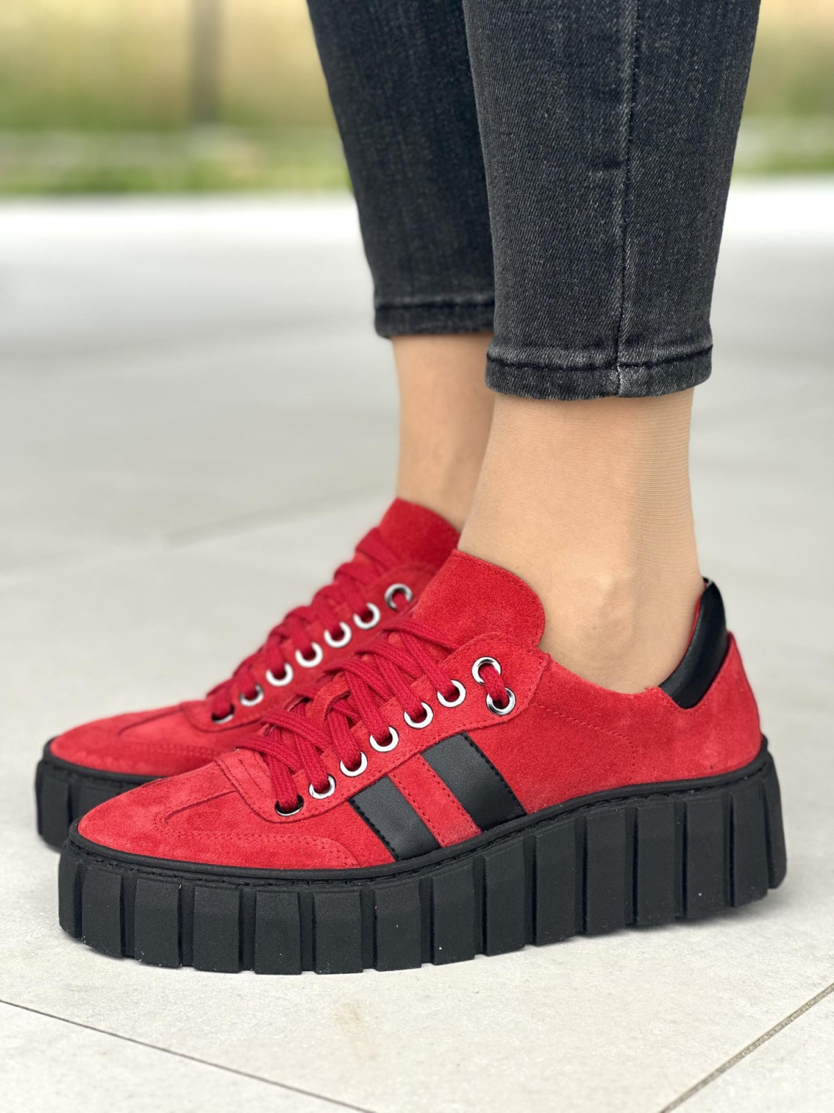 Czerwone trampki damskie skórzane OLEKSY polskiej produkcji