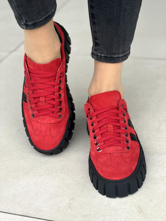 Czerwone trampki damskie skórzane OLEKSY polskiej produkcji