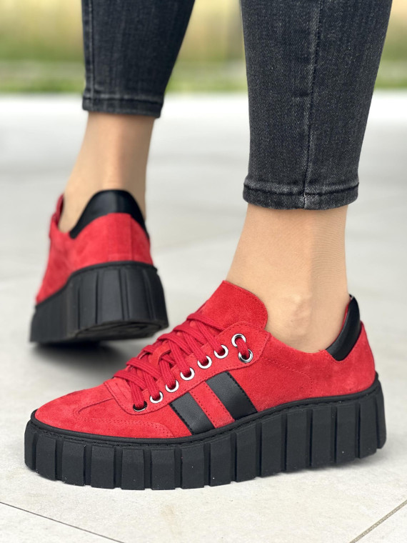 Czerwone trampki damskie skórzane OLEKSY polskiej produkcji