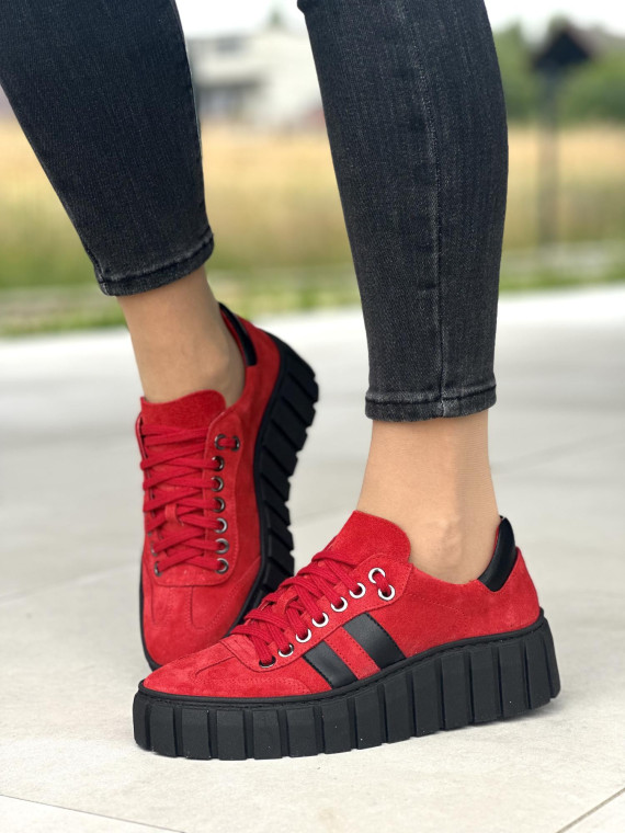 Czerwone trampki damskie skórzane OLEKSY polskiej produkcji