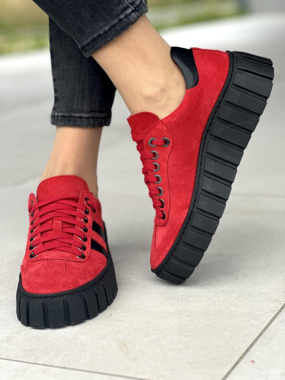 Czerwone trampki damskie skórzane OLEKSY polskiej produkcji