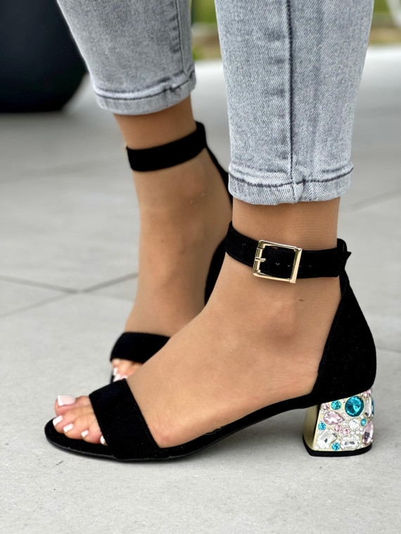 Czarne sandały damskie OLEKSY ze skóry naturalnej polskiej produkcji