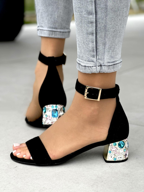 Czarne sandały damskie OLEKSY ze skóry naturalnej polskiej produkcji