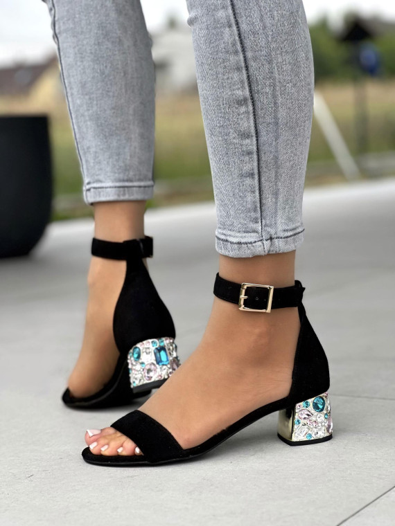 Czarne sandały damskie OLEKSY ze skóry naturalnej polskiej produkcji