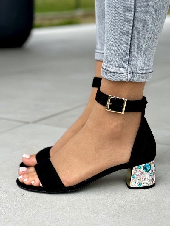 Czarne sandały damskie OLEKSY ze skóry naturalnej polskiej produkcji