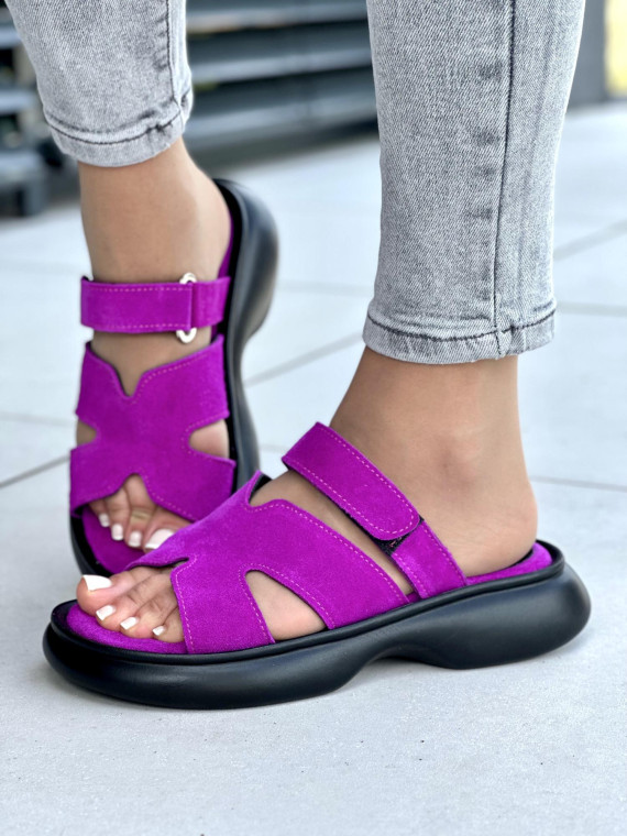 Klapki damskie skórzane OLEKSY na wygodnej podeszwie polskiej produkcji