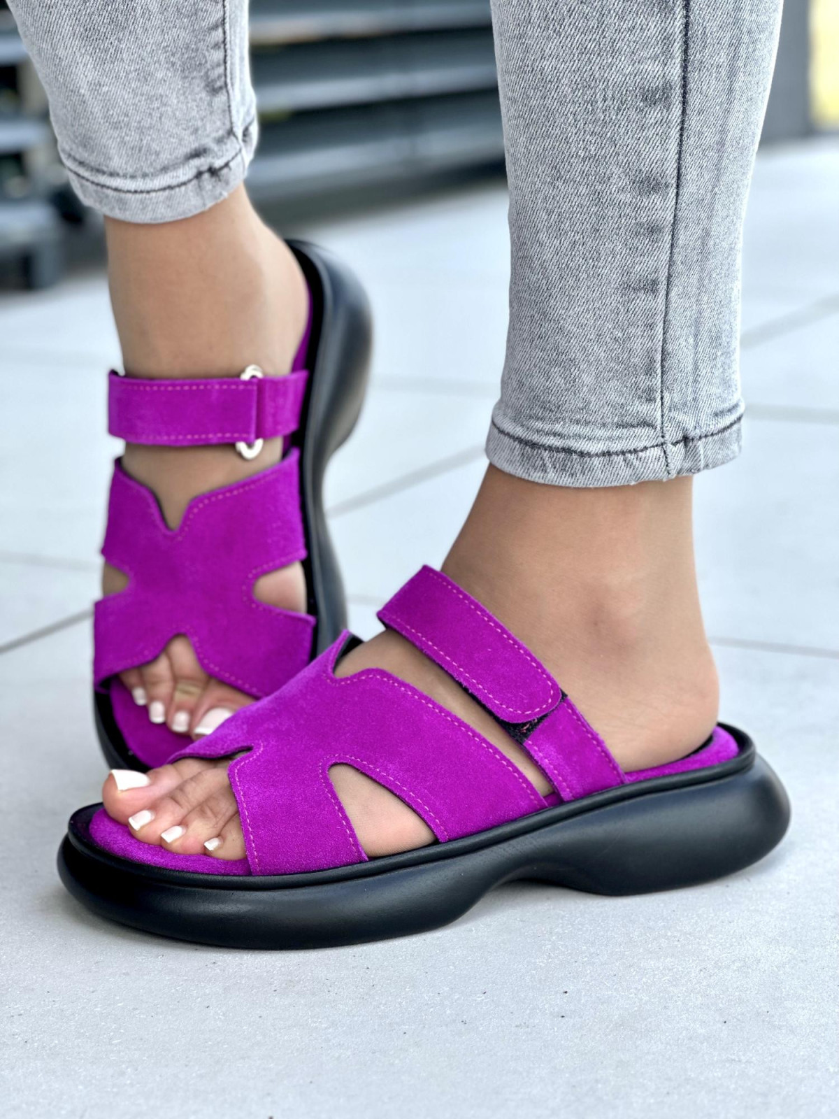 Klapki damskie skórzane OLEKSY na wygodnej podeszwie polskiej produkcji