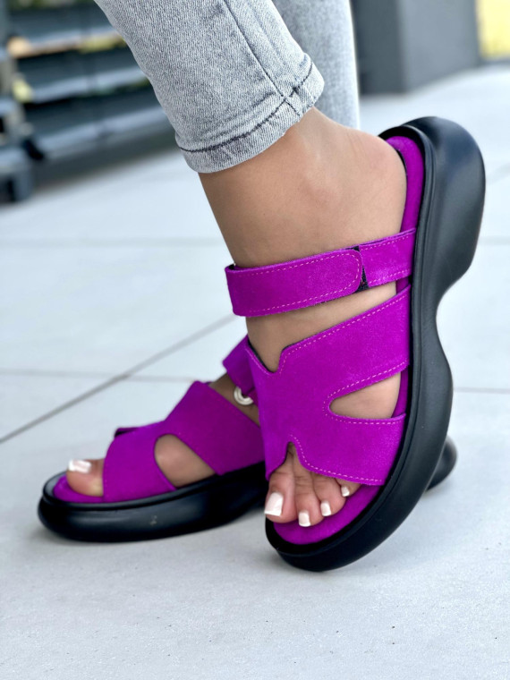 Klapki damskie skórzane OLEKSY na wygodnej podeszwie polskiej produkcji