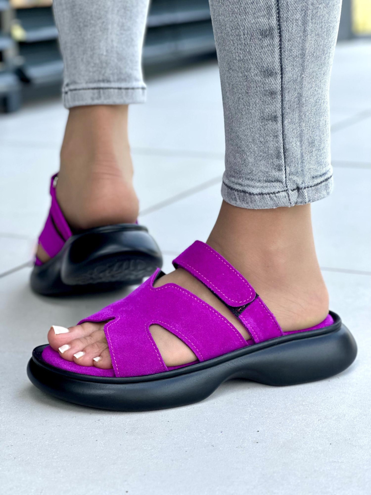 Klapki damskie skórzane OLEKSY na wygodnej podeszwie polskiej produkcji