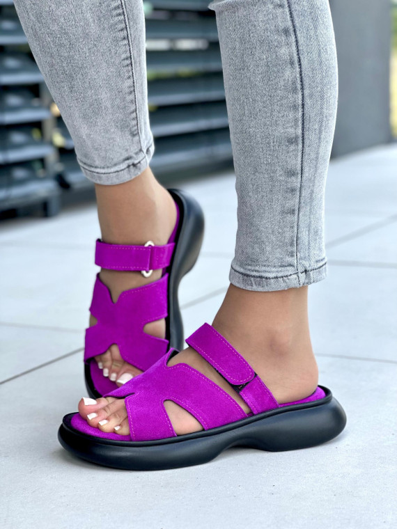 Klapki damskie skórzane OLEKSY na wygodnej podeszwie polskiej produkcji