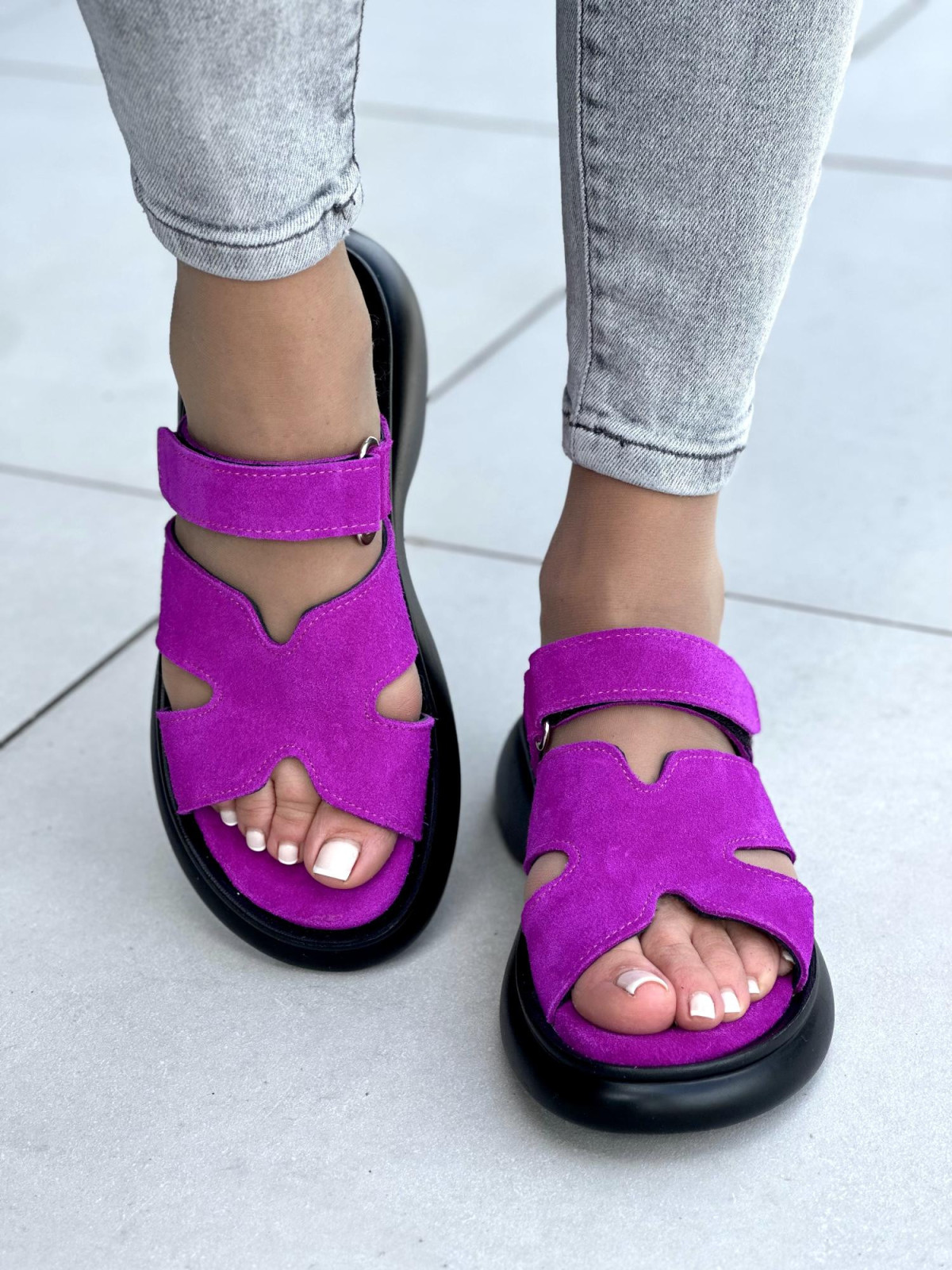 Klapki damskie skórzane OLEKSY na wygodnej podeszwie polskiej produkcji