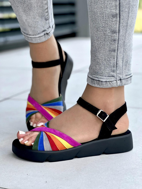 Multikolorowe sandały damskie OLEKSY polskiej produkcji