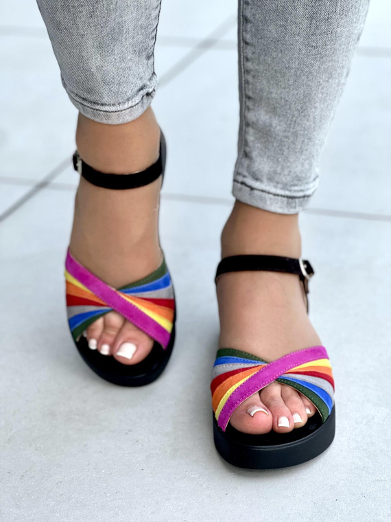 Multikolorowe sandały damskie OLEKSY polskiej produkcji